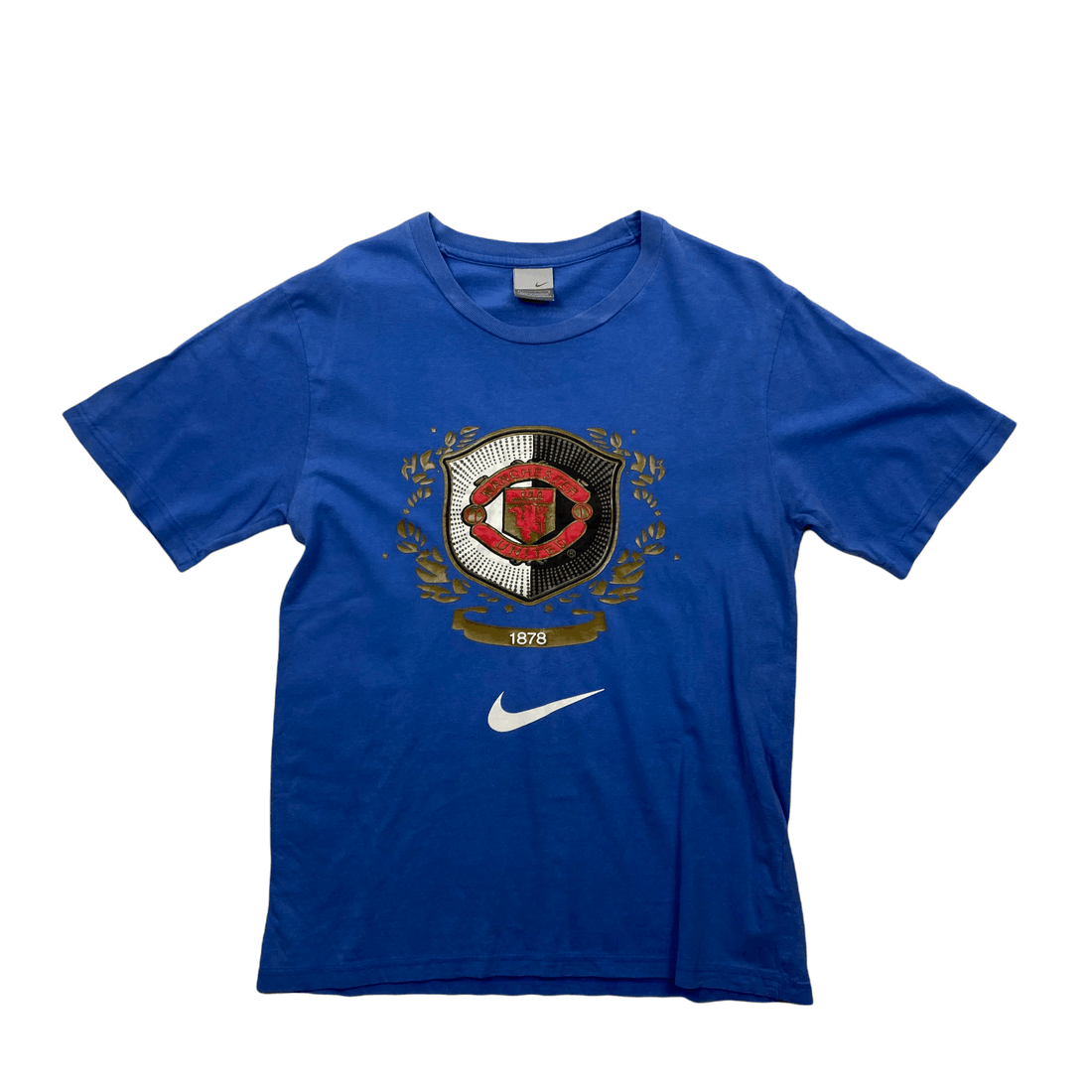 Vintage 90s Blue Nike Manchester United Football Tee - Medium - The Streetwear Studio