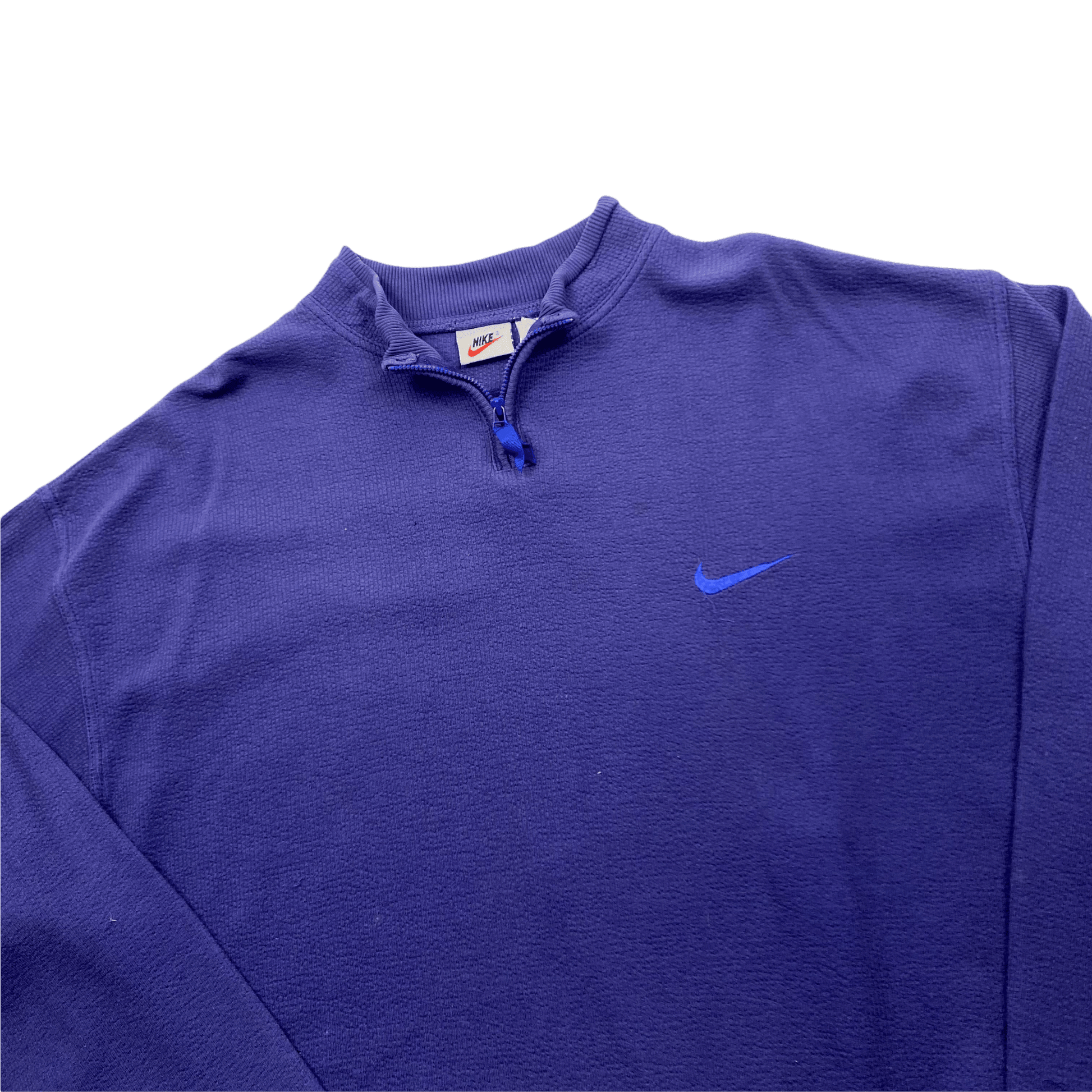 Vintage 90s Blue Nike Quarter Zip Sweatshirt - Large (Recommended Size - Medium) - The Streetwear Studio