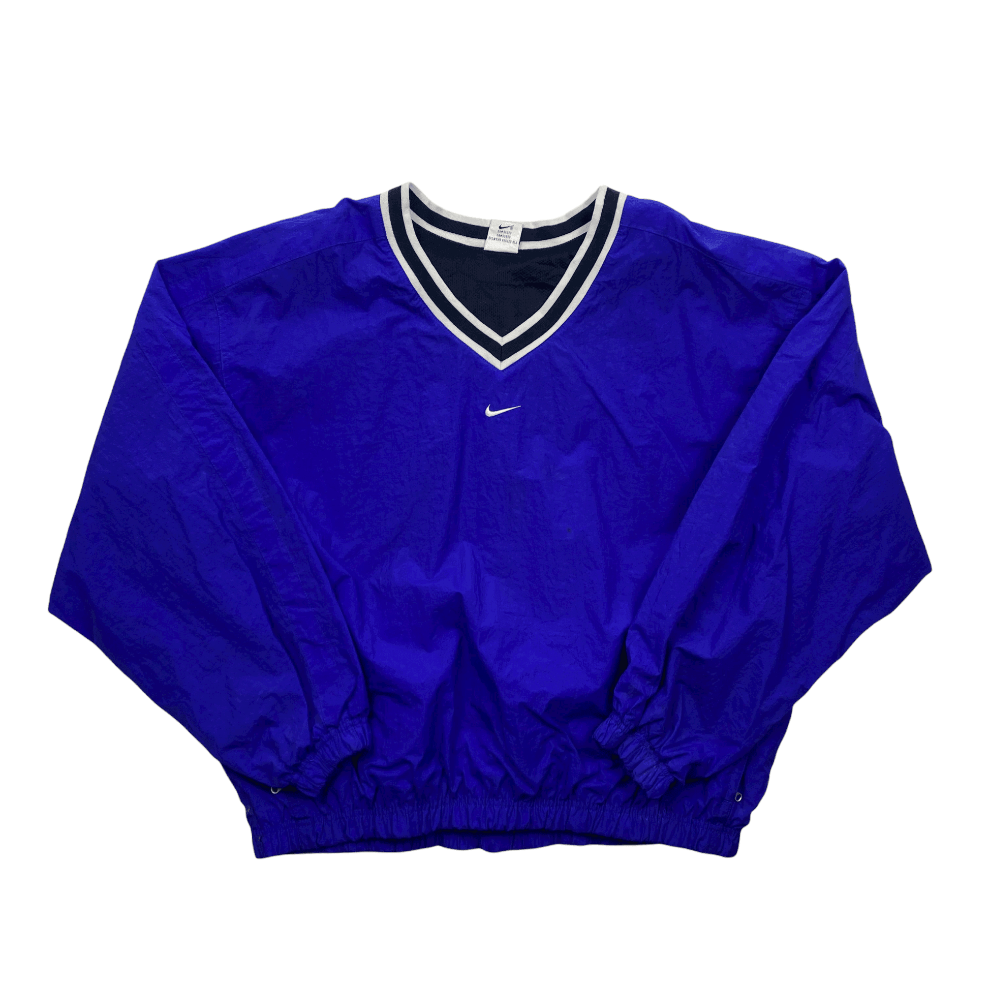 Vintage 90s Blue Nike Waterproof Centre Logo Training Top - Recommended Size - Medium - The Streetwear Studio