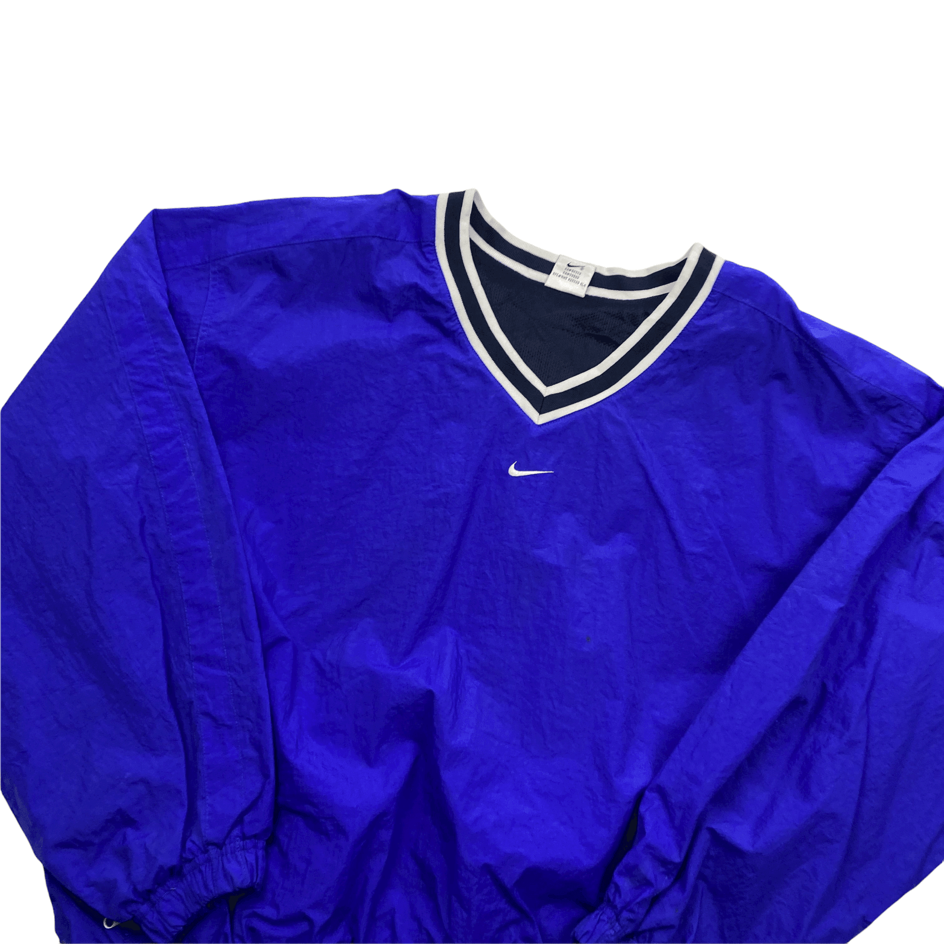 Vintage 90s Blue Nike Waterproof Centre Logo Training Top - Recommended Size - Medium - The Streetwear Studio