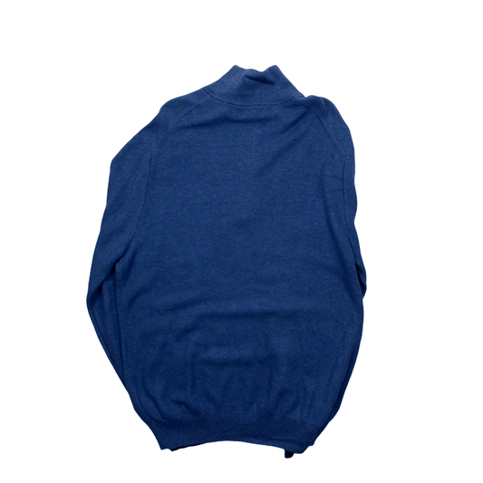 Vintage 90s Blue Polo Ralph Lauren Quarter Zip Sweatshirt - Extra Large - The Streetwear Studio