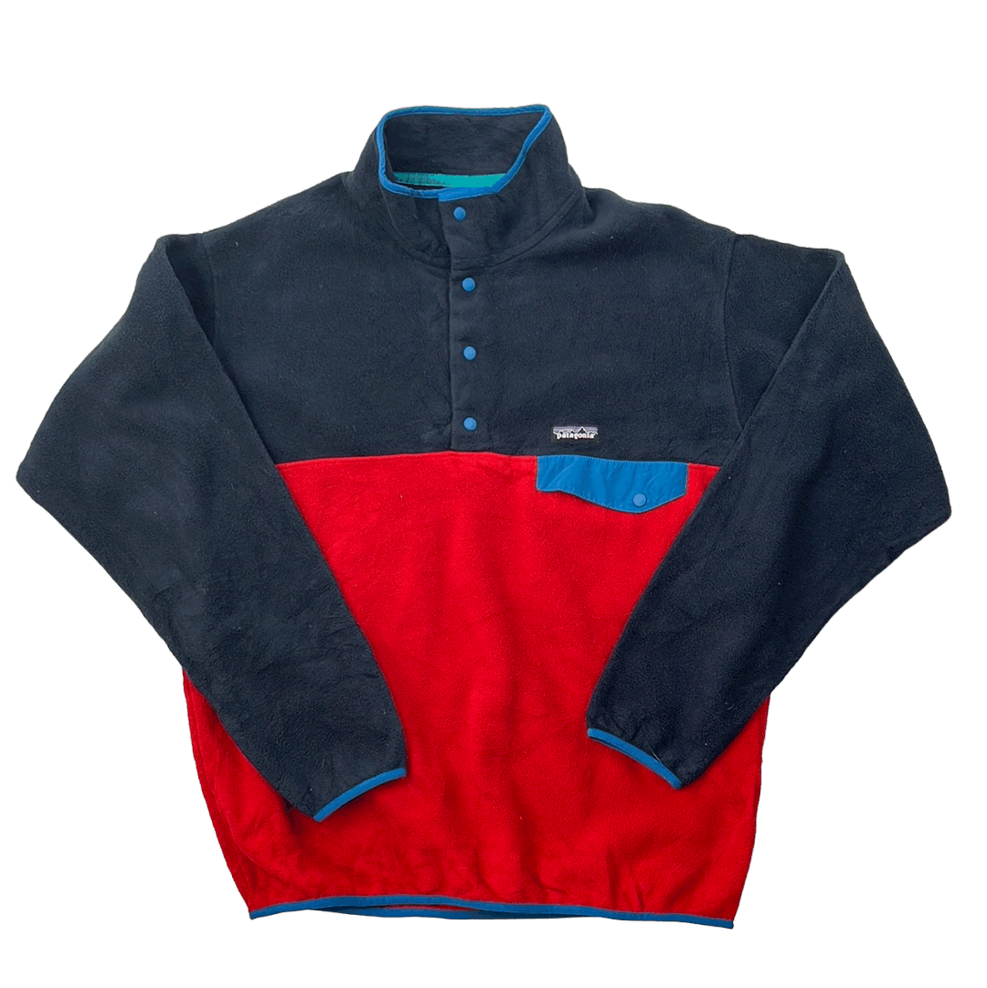 Vintage 90s Blue + Red Patagonia Synchilla Fleece - Large - The Streetwear Studio