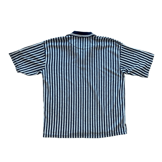 Vintage 90s Blue Stripped Nike Polo Shirt - Extra Large - The Streetwear Studio