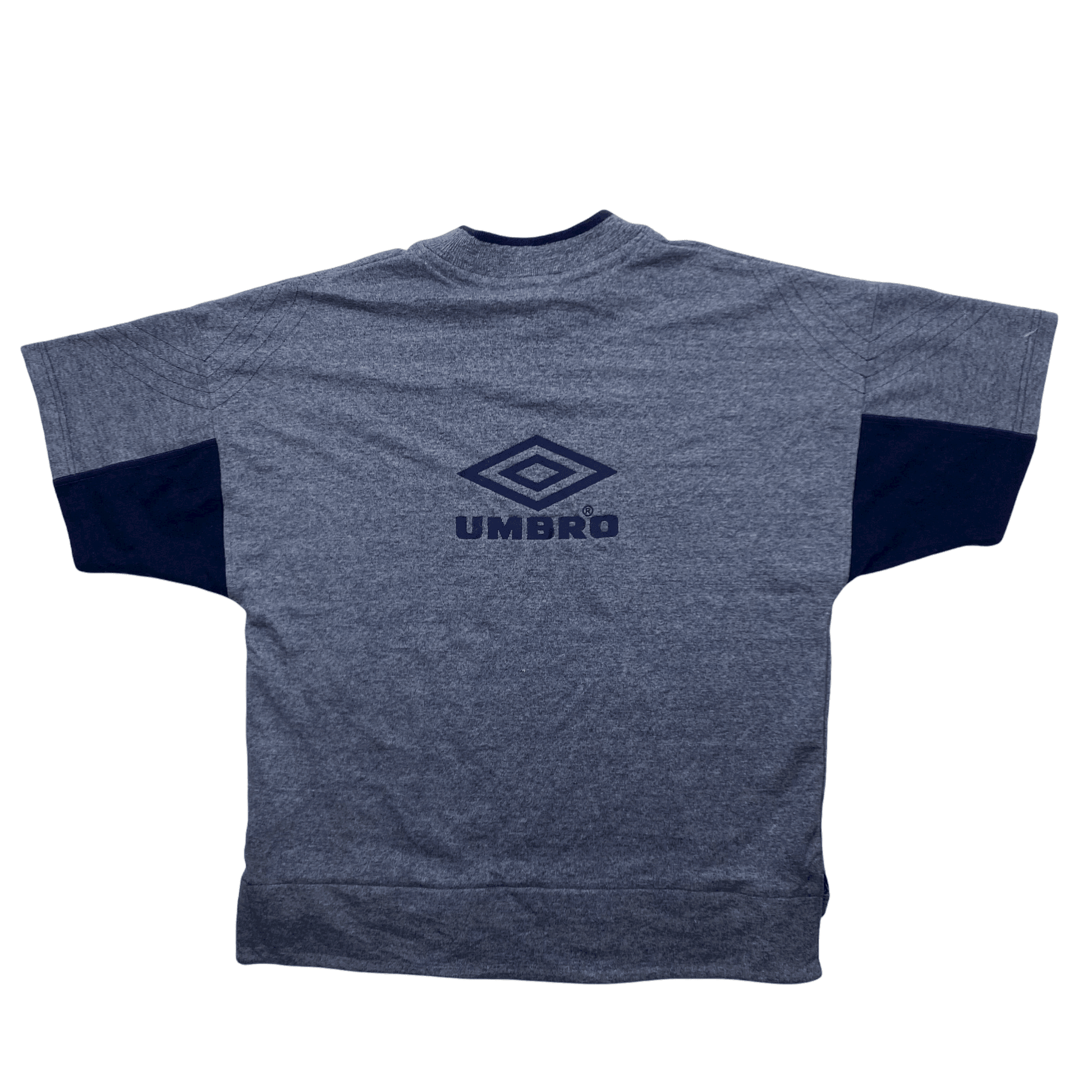 Vintage 90s Blue Umbro Spell-Out Heavy Tee - Large - The Streetwear Studio