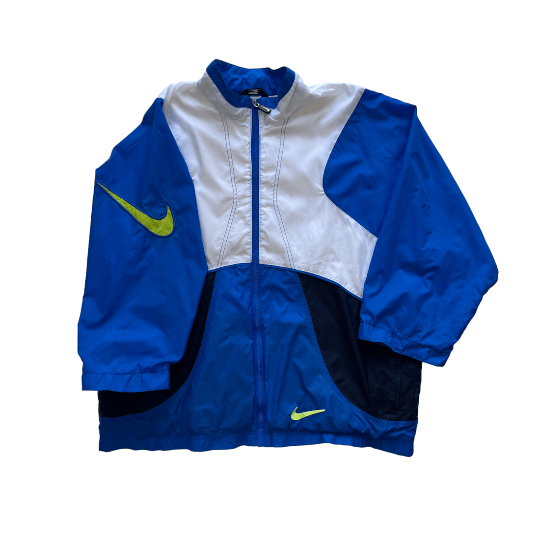 Vintage 90s Blue + White Nike Windbreaker Jacket - Extra Large - The Streetwear Studio