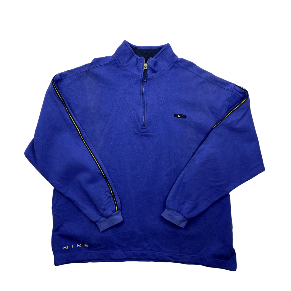 Vintage 90s Blue + Yellow Nike Quarter Zip Sweatshirt - Extra Large - The Streetwear Studio