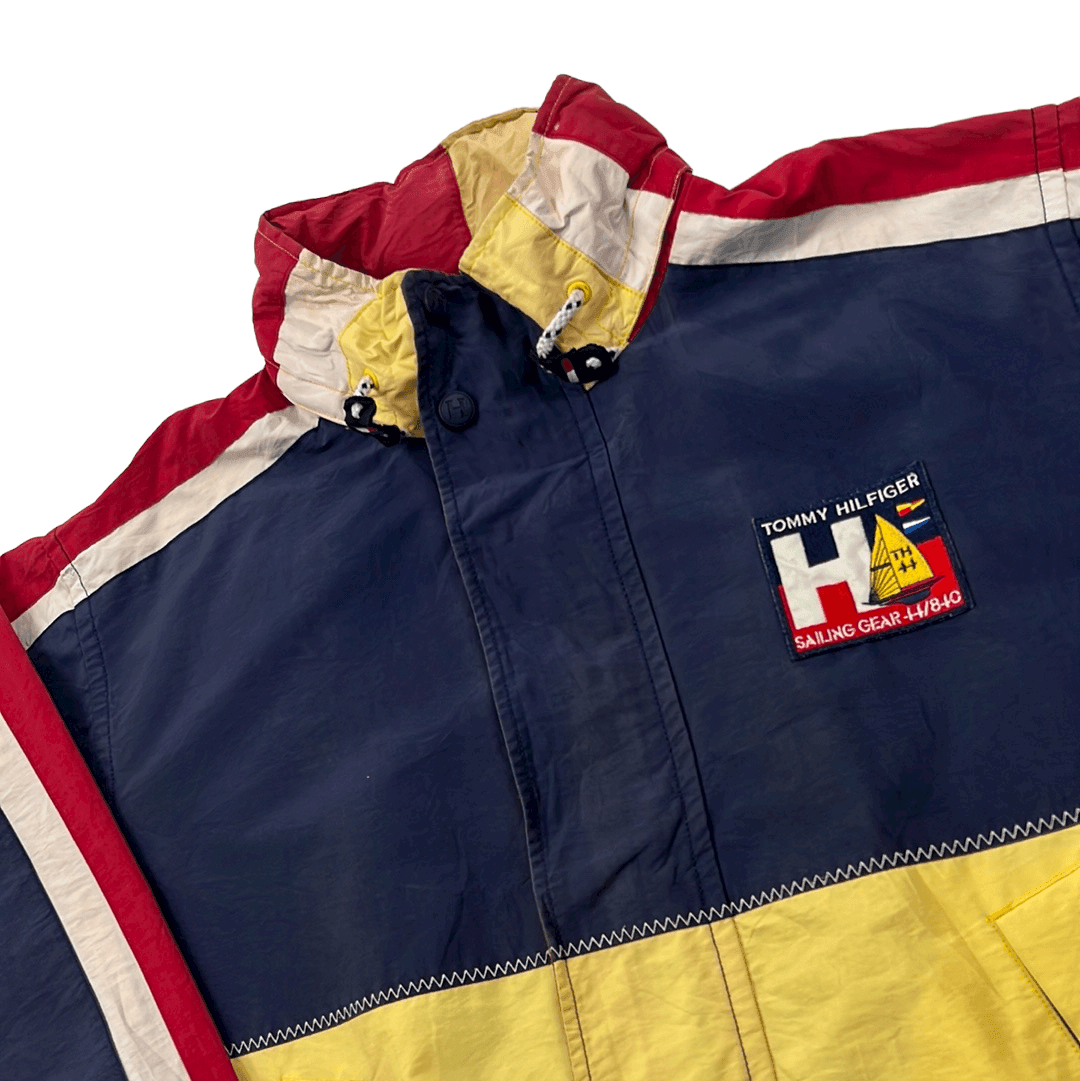 Vintage 90s Blue + Yellow Tommy Hilfiger Sailing Jacket - Medium - The Streetwear Studio