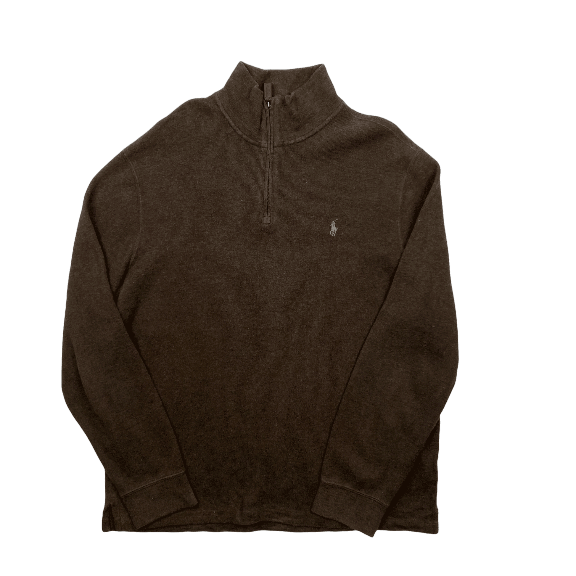Vintage 90s Brown Polo Ralph Lauren Quarter Zip Sweatshirt - Large - The Streetwear Studio