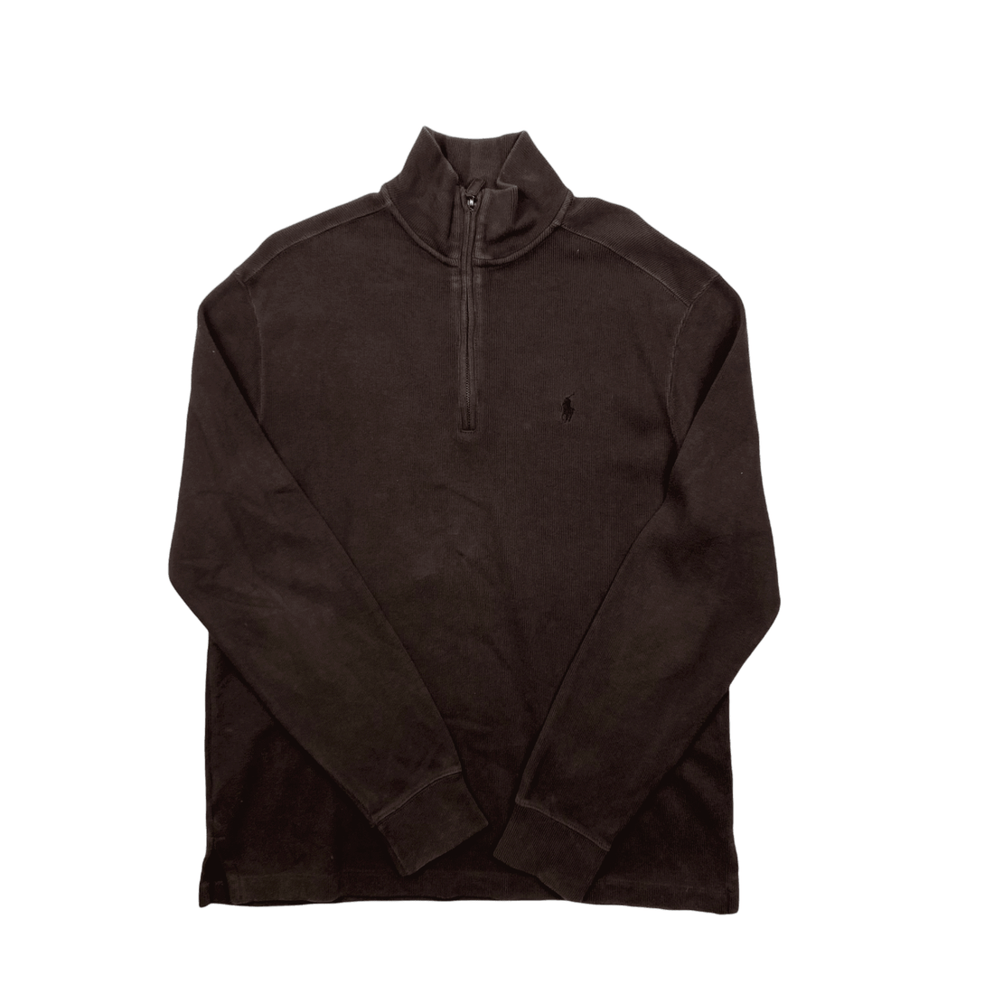 Vintage 90s Brown Polo Ralph Lauren Quarter Zip Sweatshirt - Small - The Streetwear Studio