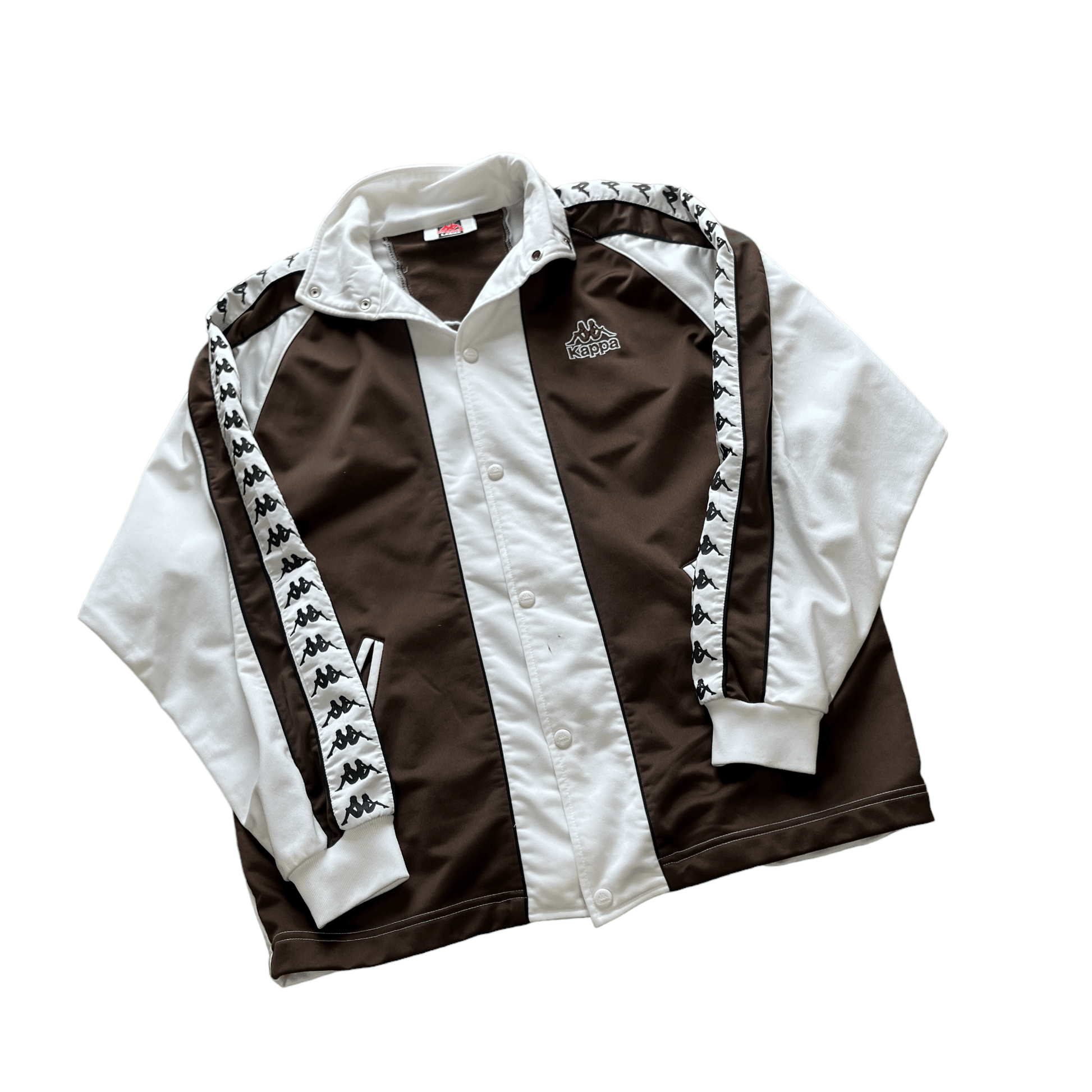Vintage 90s Brown + White Kappa Jacket - Large - The Streetwear Studio
