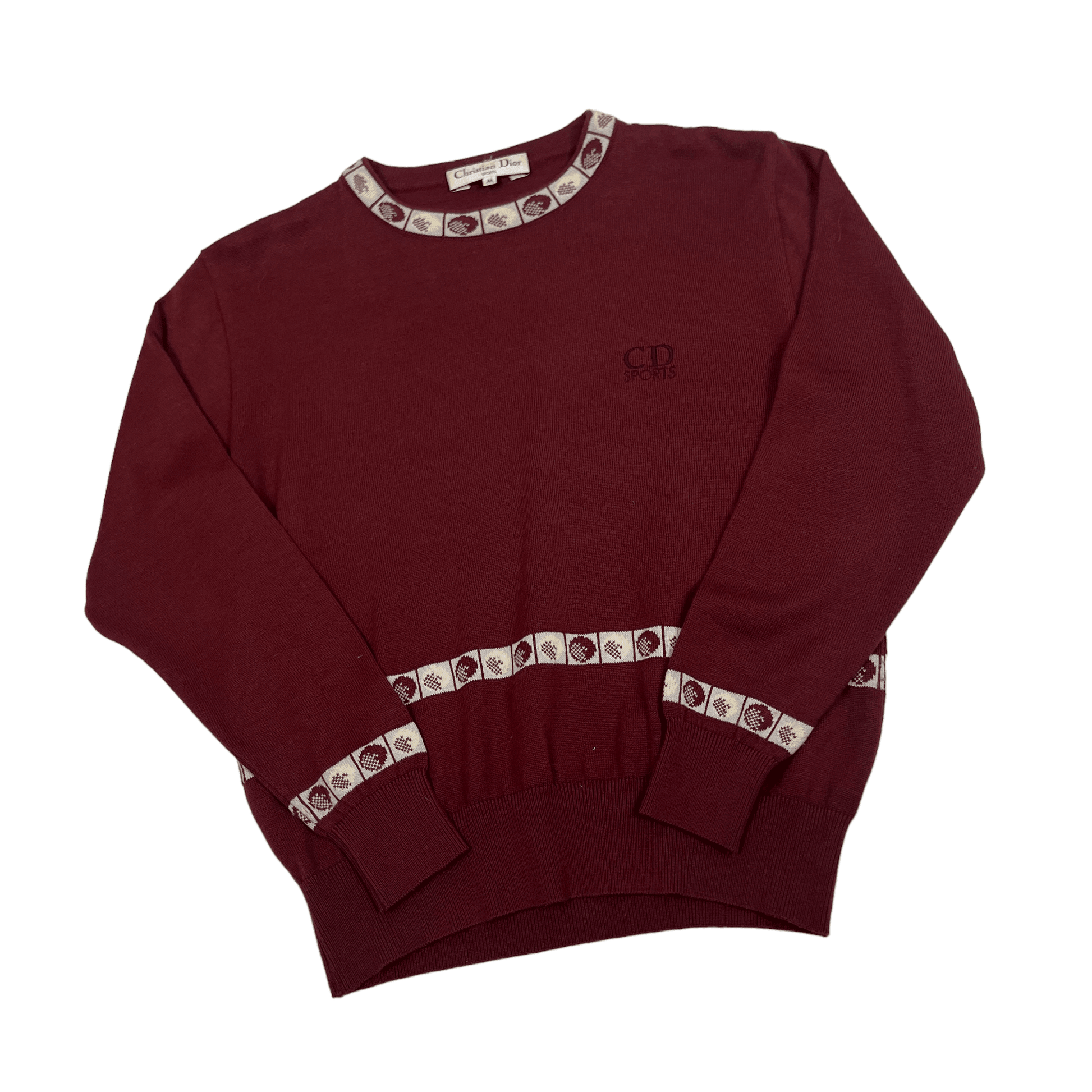 Vintage 90s Burgundy Christian Dior Sports Sweatshirt Medium