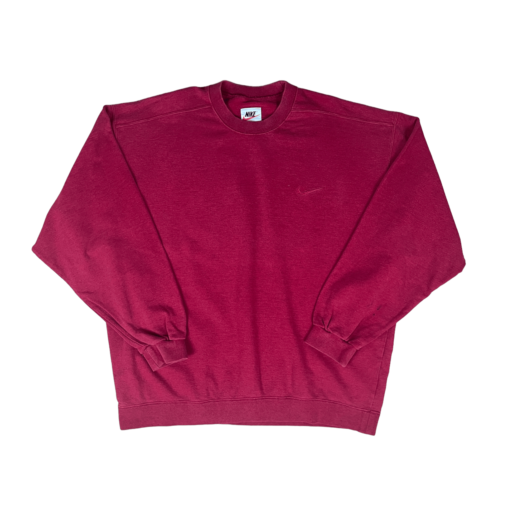 Vintage 90s Burgundy/ Red Nike Sweatshirt - Extra Large - The Streetwear Studio