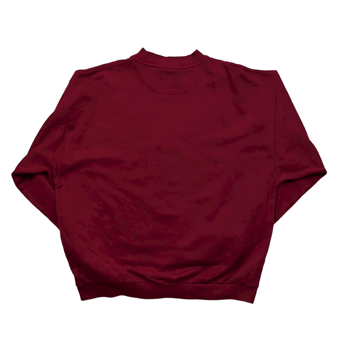 Vintage 90s Burgundy Reebok Spell-Out Sweatshirt- Extra Large - The Streetwear Studio