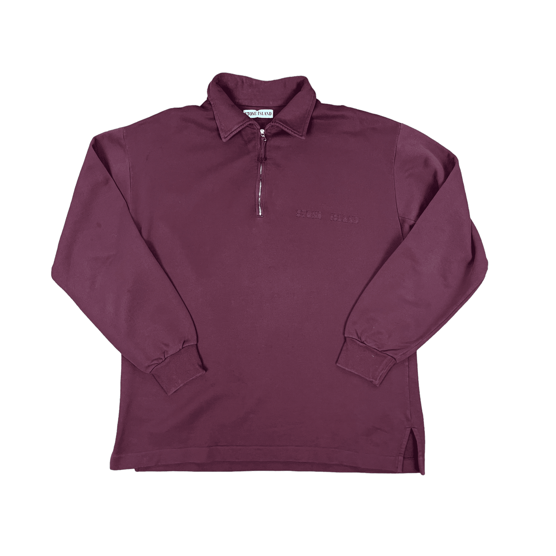 Vintage 90s Burgundy Stone Island 1 4 Zip Sweatshirt M