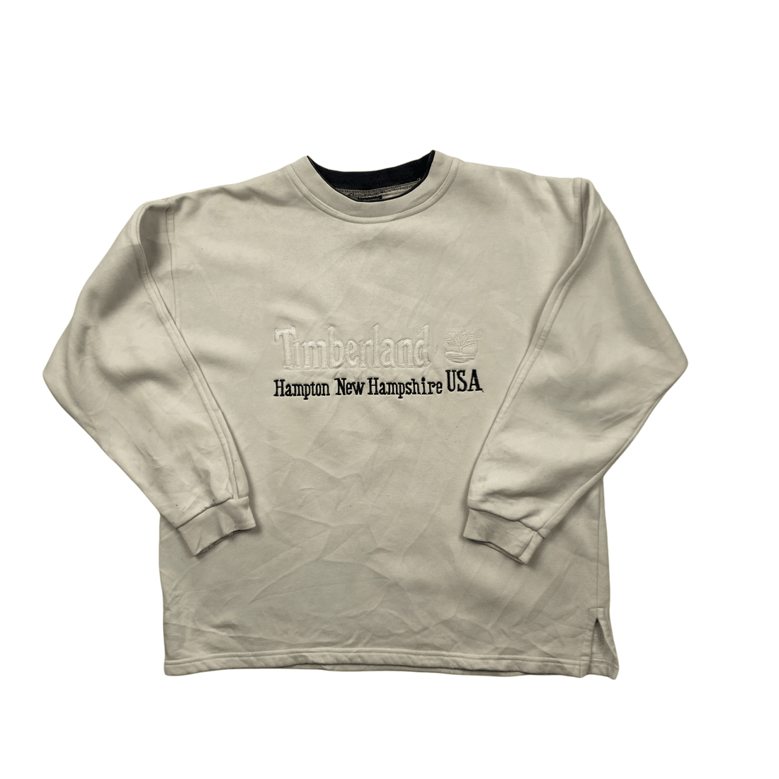 Vintage 90s Cream Timberland Spell-Out Sweatshirt - Small - The Streetwear Studio