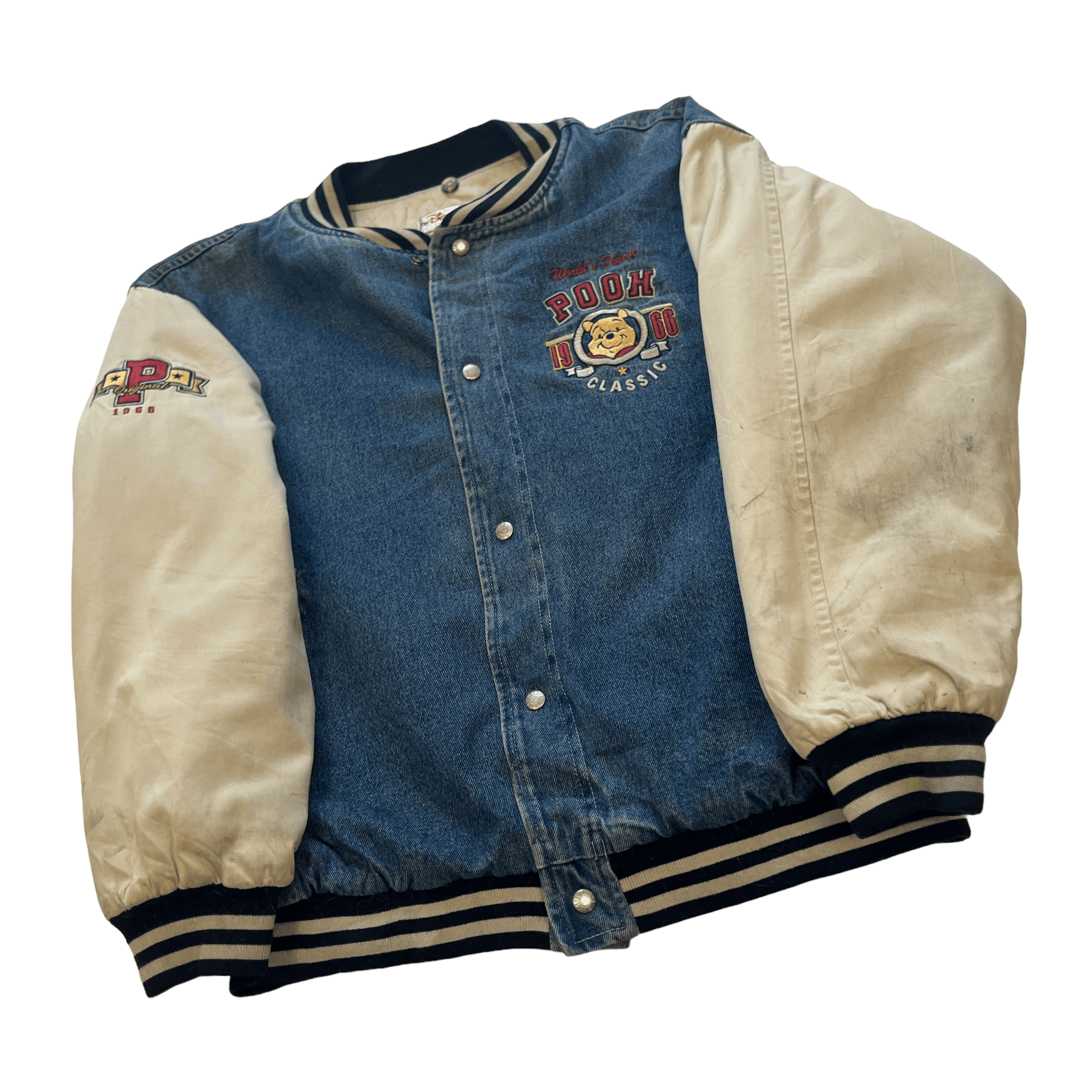 Vintage 90s Denim Blue Disney Varsity Jacket - Medium - The Streetwear Studio