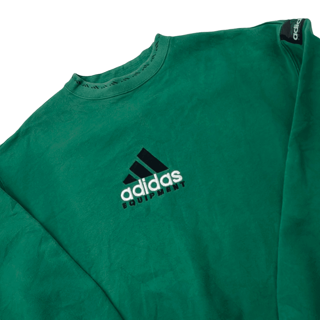 Vintage 90s Green Adidas Equipment Spell-Out Sweatshirt - Medium - The Streetwear Studio