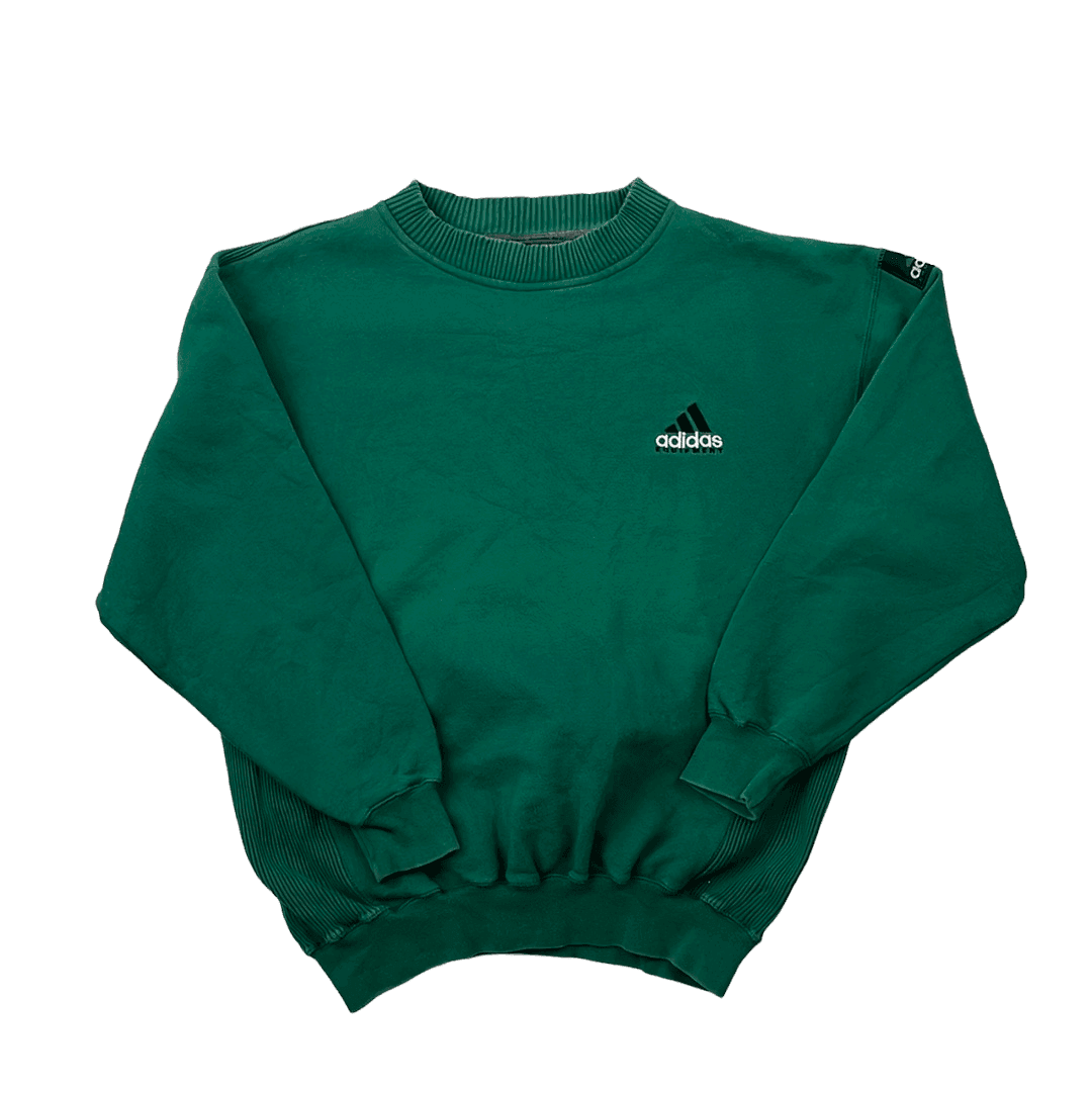 Plata Inspirar Cliente Vintage 90s Green Adidas Equipment Sweatshirt - Small