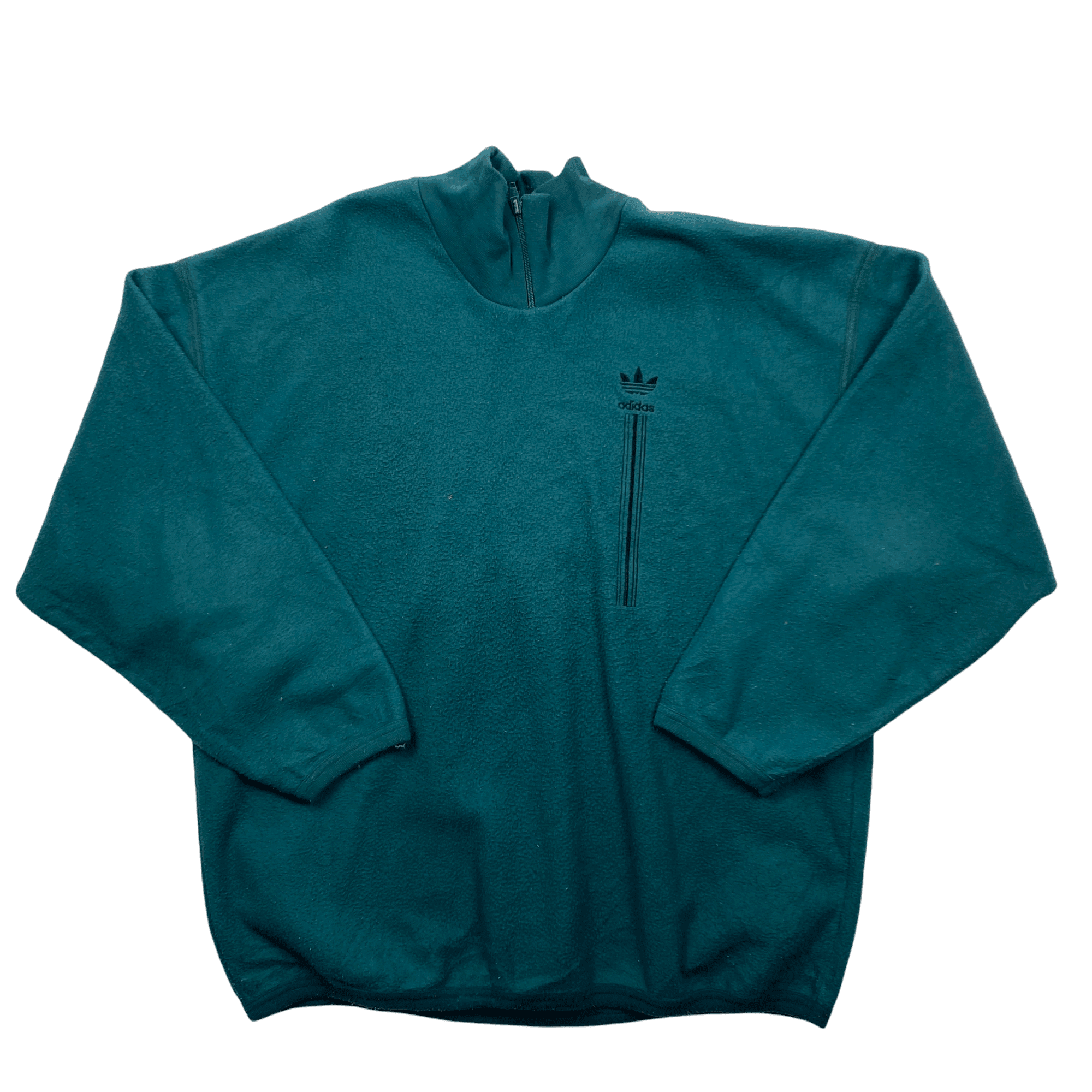 Vintage 90s Green/ Blue Adidas Spell-Out Fleece Sweatshirt - Extra Large - The Streetwear Studio
