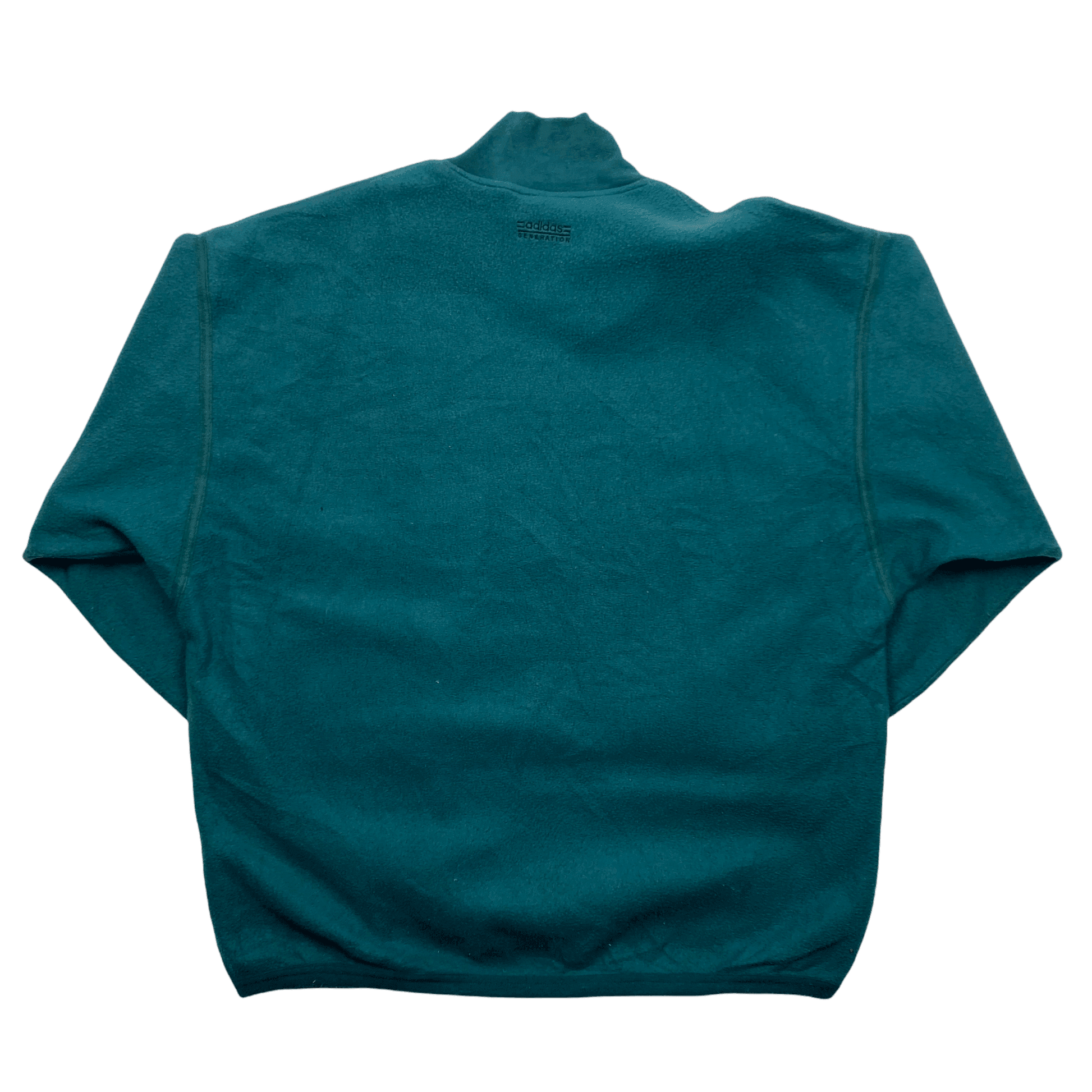 Vintage 90s Green/ Blue Adidas Spell-Out Fleece Sweatshirt - Extra Large - The Streetwear Studio