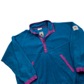 Vintage 90s Green/ Blue Adidas Trekking Spell-Out Quarter Button Fleece - Large - The Streetwear Studio