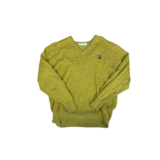Vintage 90s Green Burberry Knitted Sweatshirt - Extra Large - The Streetwear Studio