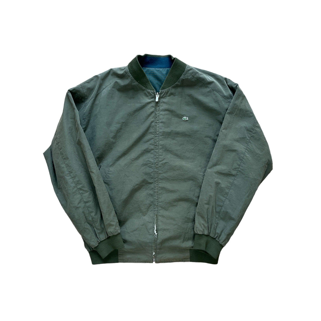 Vintage 90s Green Lacoste Reversible Bomber Jacket - Medium - The Streetwear Studio