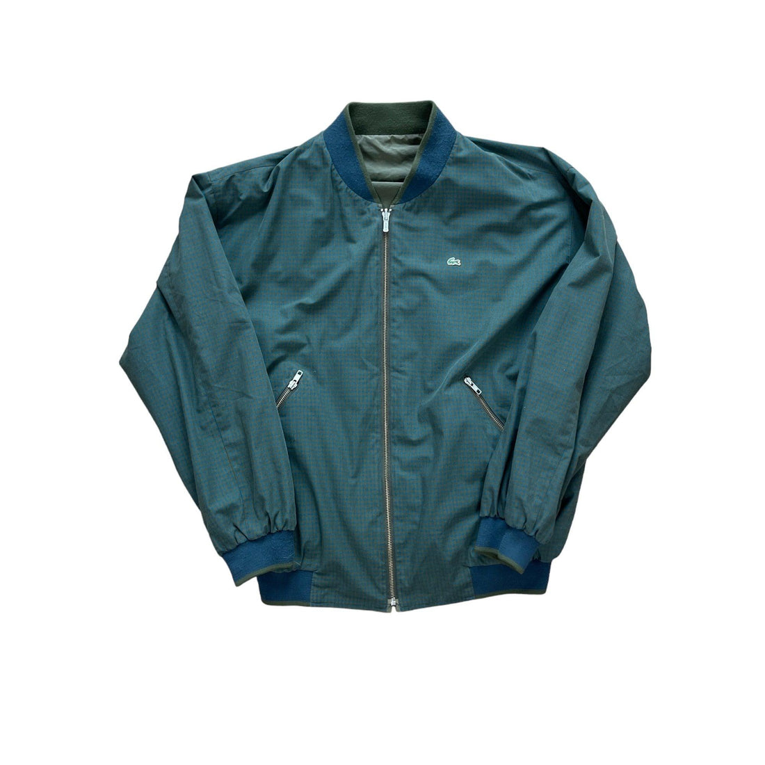 Vintage 90s Green Lacoste Reversible Bomber Jacket - Medium - The Streetwear Studio
