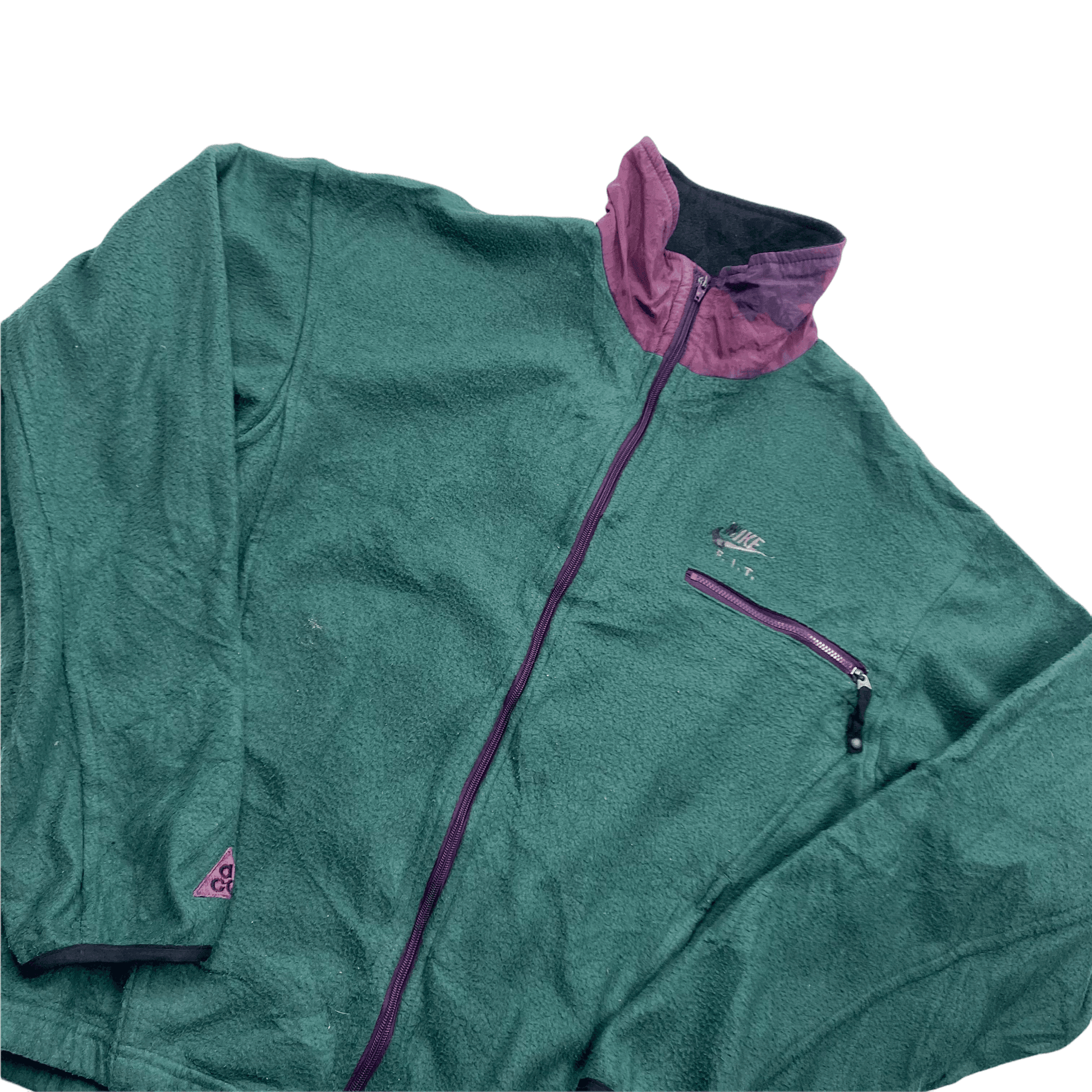 Vintage 90s Green Nike ACG / FIT Full Zip Fleece - Small - The Streetwear Studio