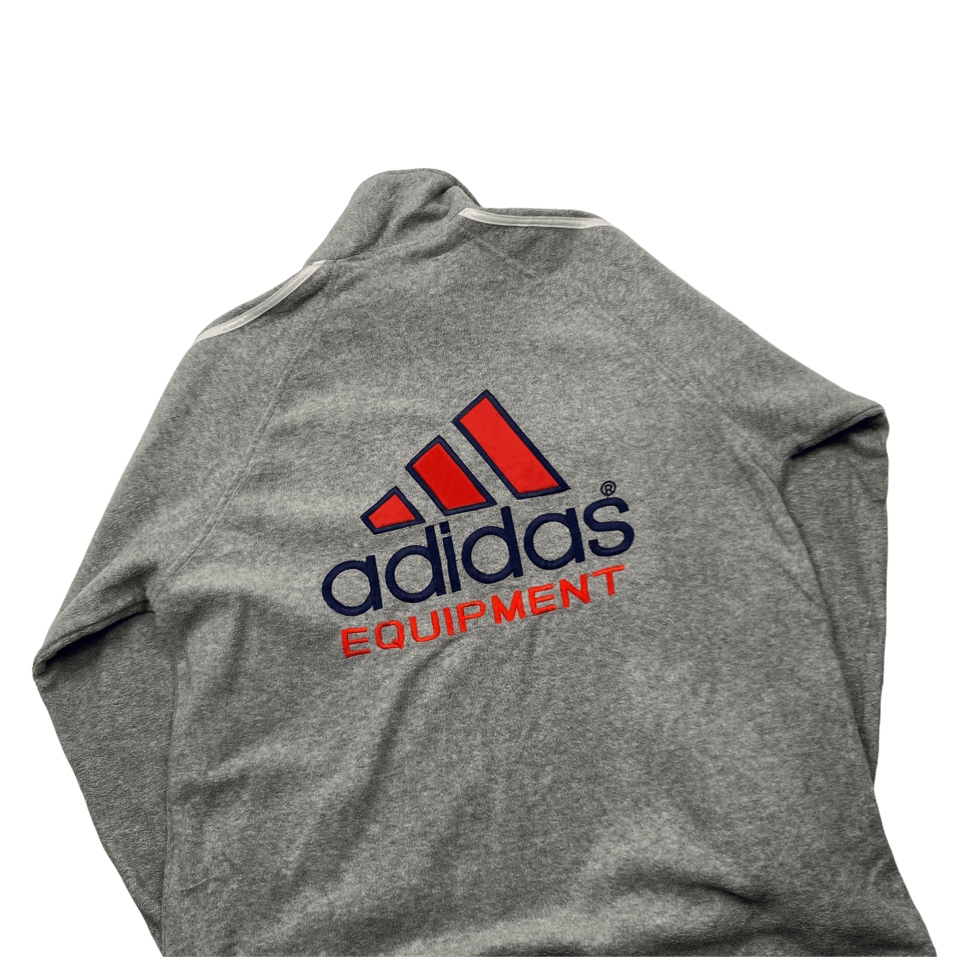 Vintage 90s Grey Adidas Equipment Large Logo Spell-Out Quarter Zip Fleece - Extra Large (Recommended Size - Large) - The Streetwear Studio
