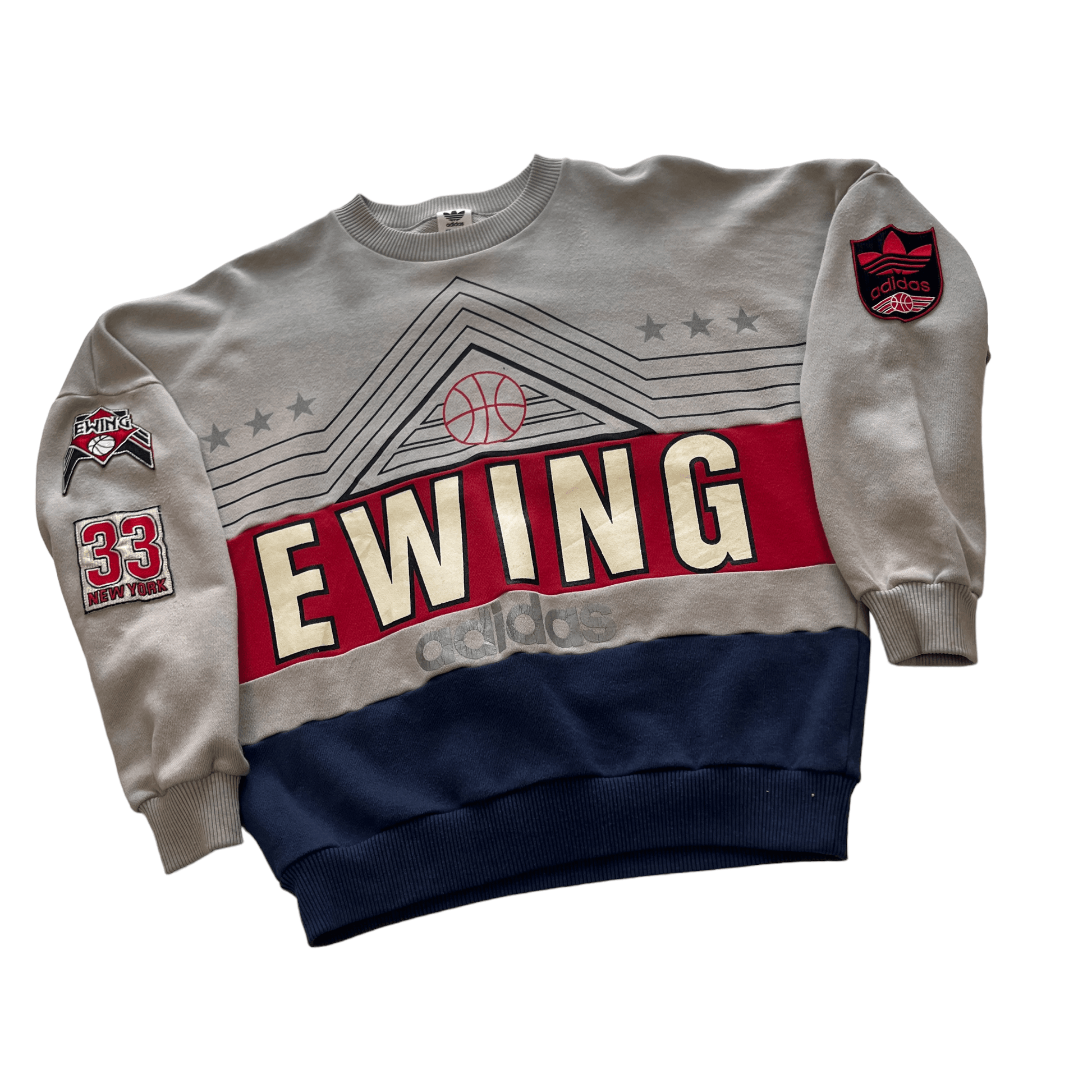 Vintage 90s Grey Adidas Ewing Sweatshirt - Small - The Streetwear Studio