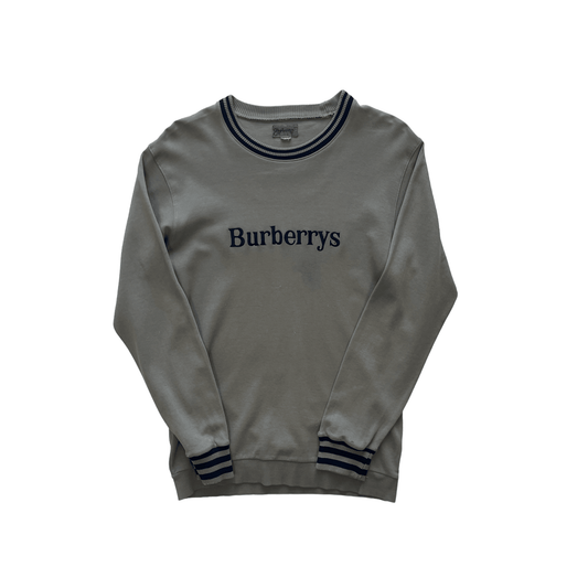 Vintage 90s Grey Burberry Spell-Out Sweatshirt - Small - The Streetwear Studio