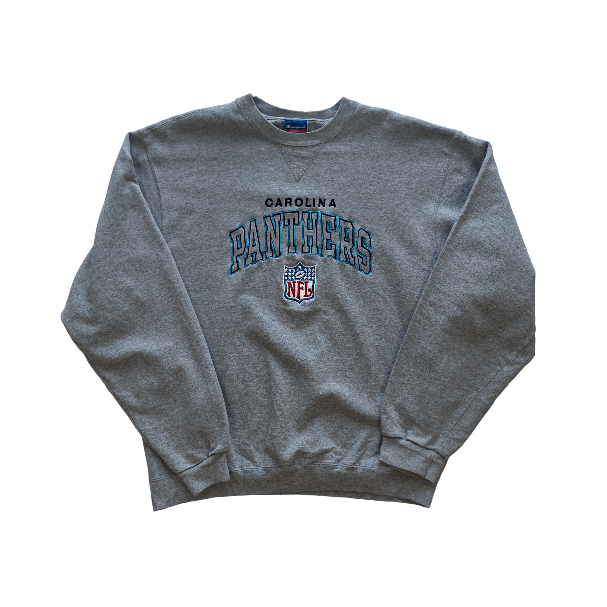 Vintage 90s Grey Champion NFL Panthers Sweatshirt - Large - The Streetwear Studio