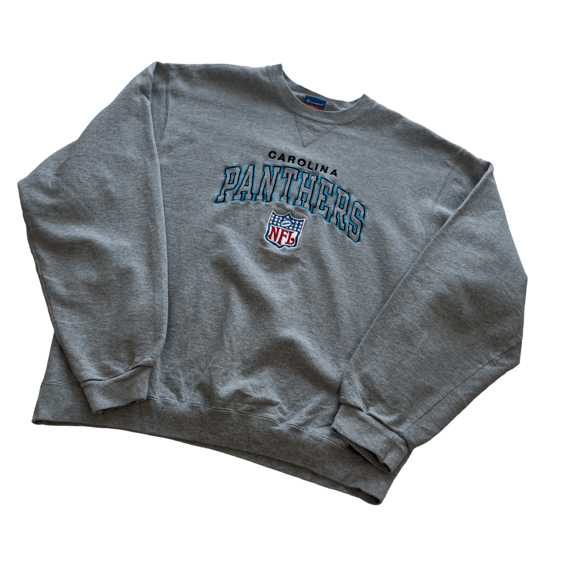 Vintage 90s Grey Champion NFL Panthers Sweatshirt - Large - The Streetwear Studio