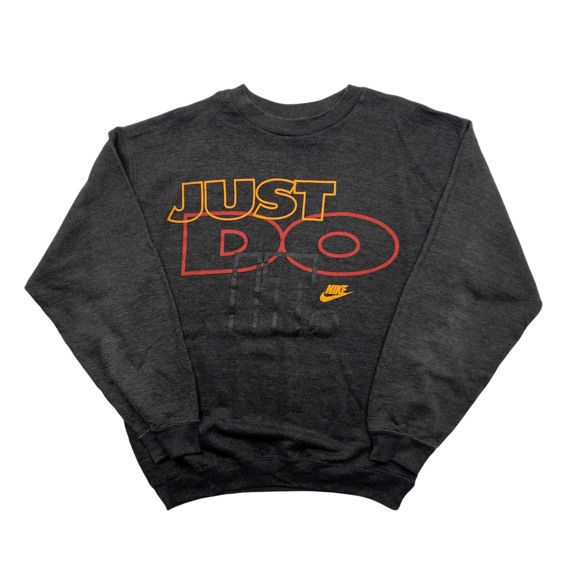 Vintage 90s Grey Nike "Just Do It" Spell-Out Sweatshirt - Medium - The Streetwear Studio