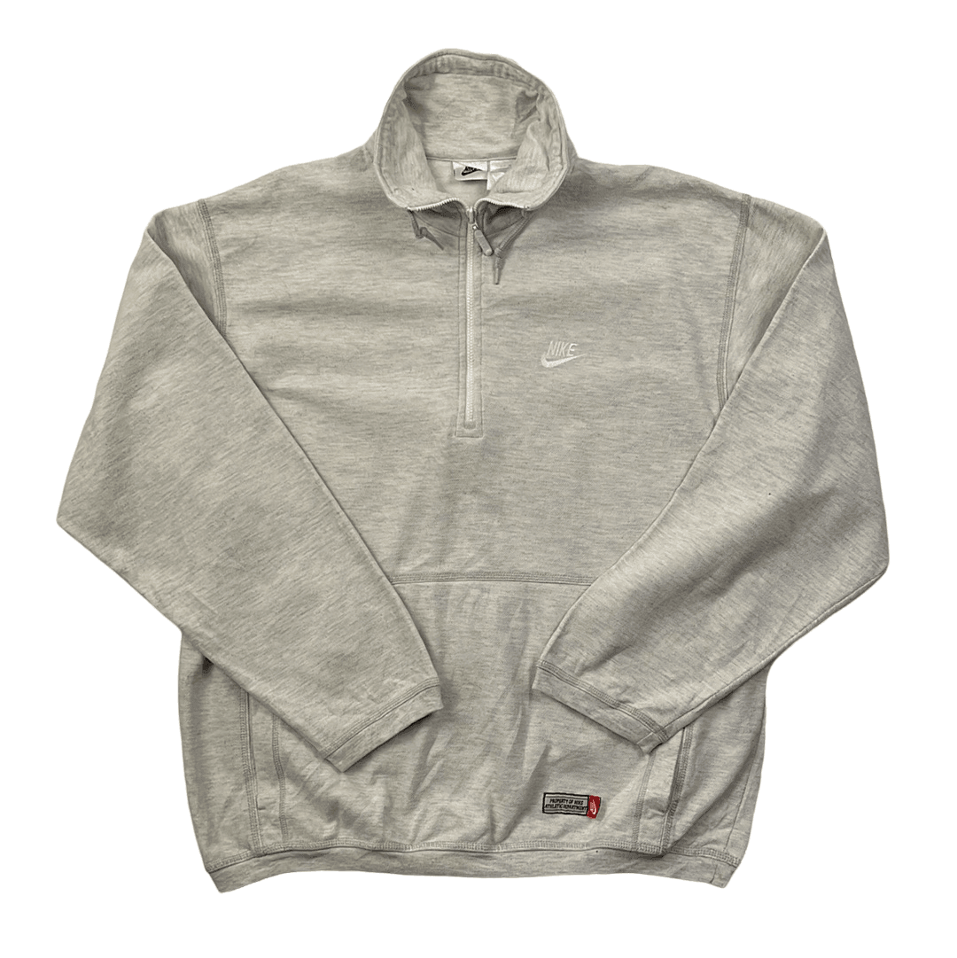 Vintage 90s Grey Nike Quarter Zip Sweatshirt - Large - The Streetwear Studio