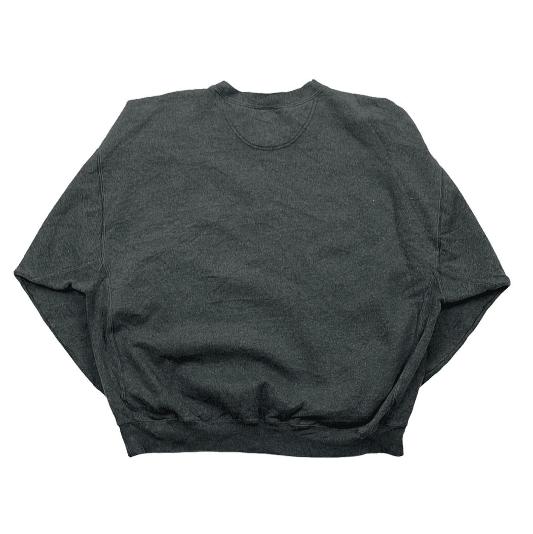 Vintage 90s Grey Nike Spell-Out + Centre Logo Sweatshirt - Large - The Streetwear Studio