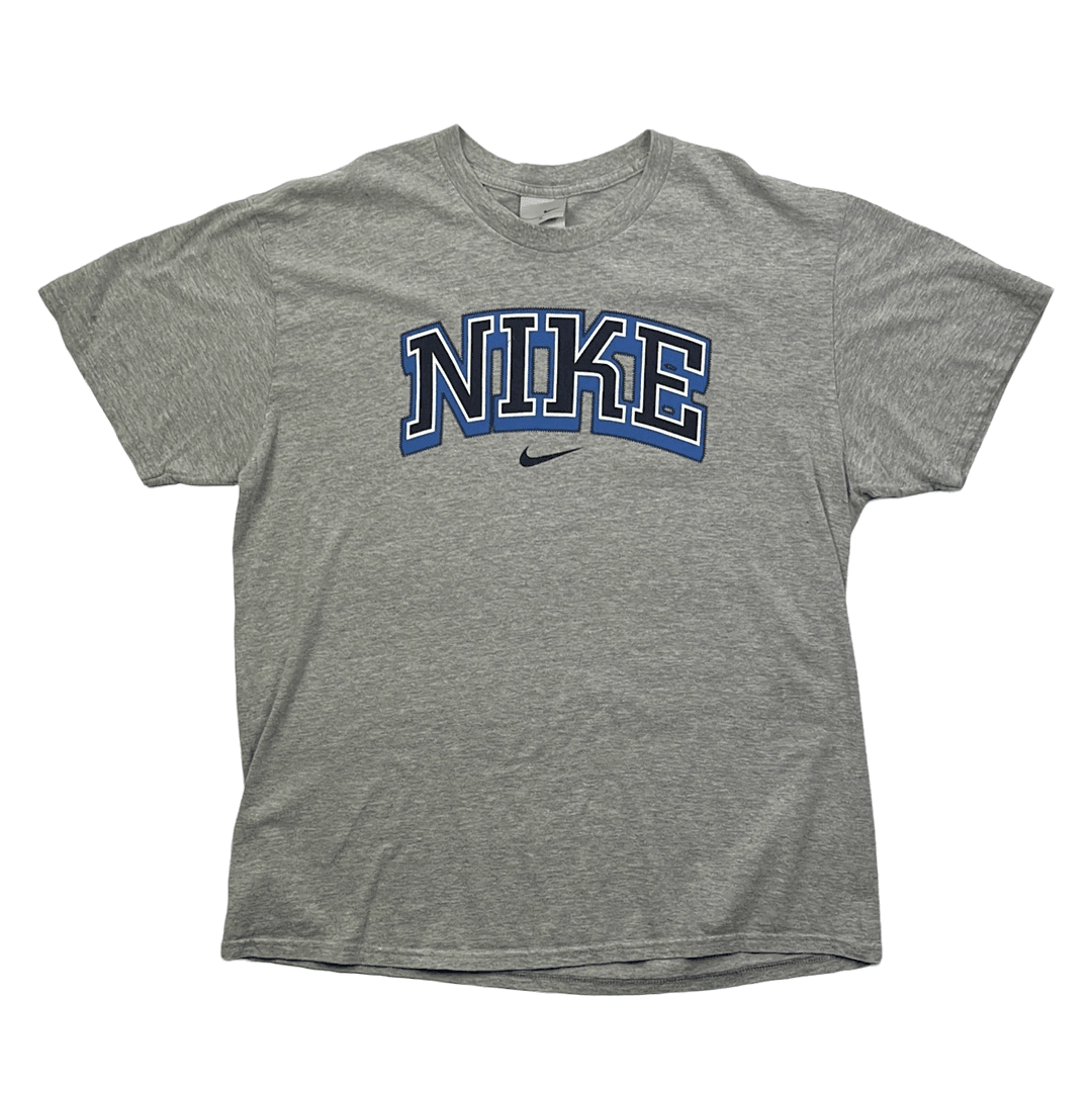 Vintage 90s Grey Nike Spell-Out Tee - Extra Large - The Streetwear Studio