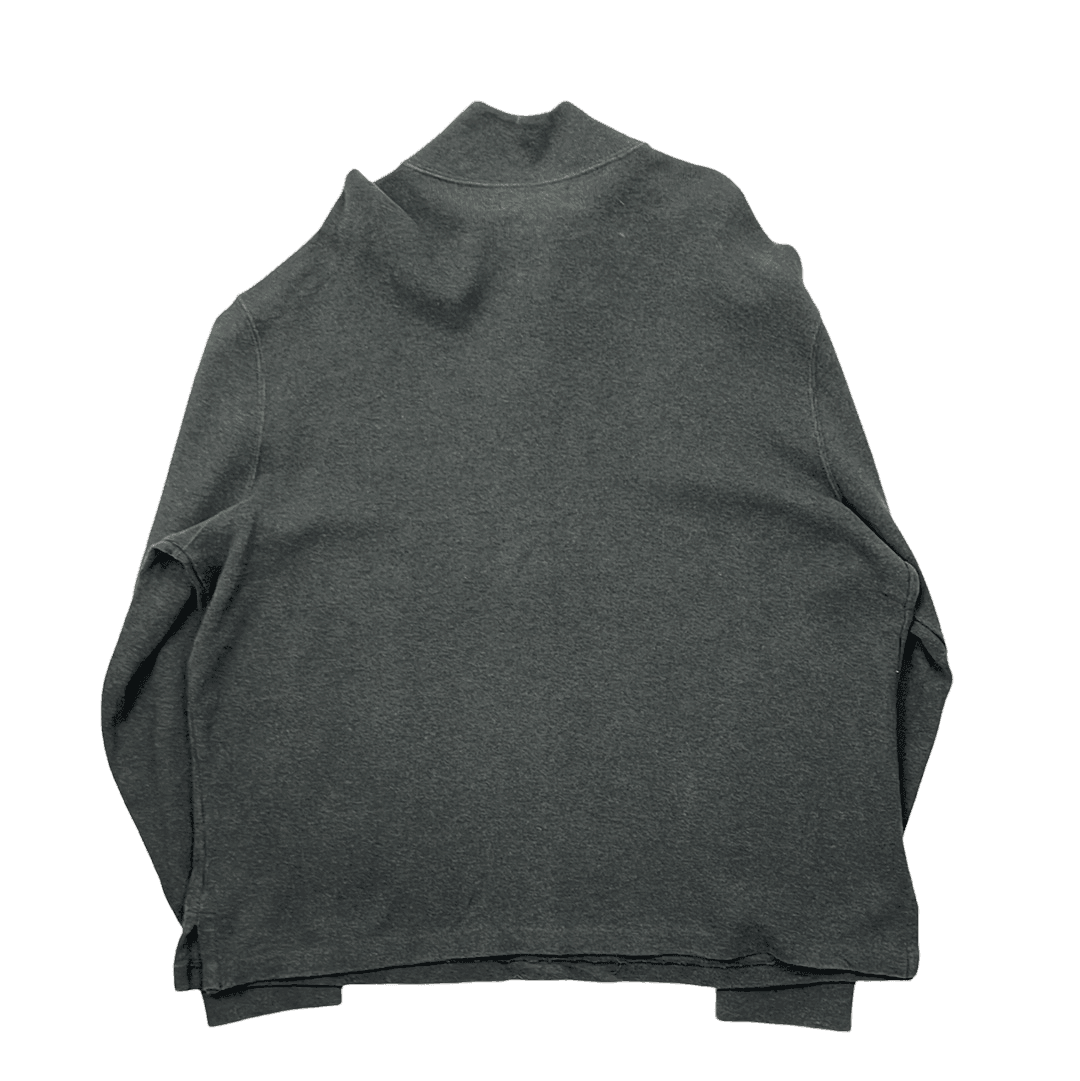 Vintage 90s Grey Polo Ralph Lauren Quarter Zip Sweatshirt - Extra Large - The Streetwear Studio