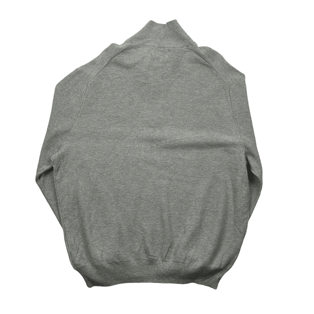 Vintage 90s Grey Polo Ralph Lauren Quarter Zip Sweatshirt - XXL (Recommended Size - Extra Large) - The Streetwear Studio