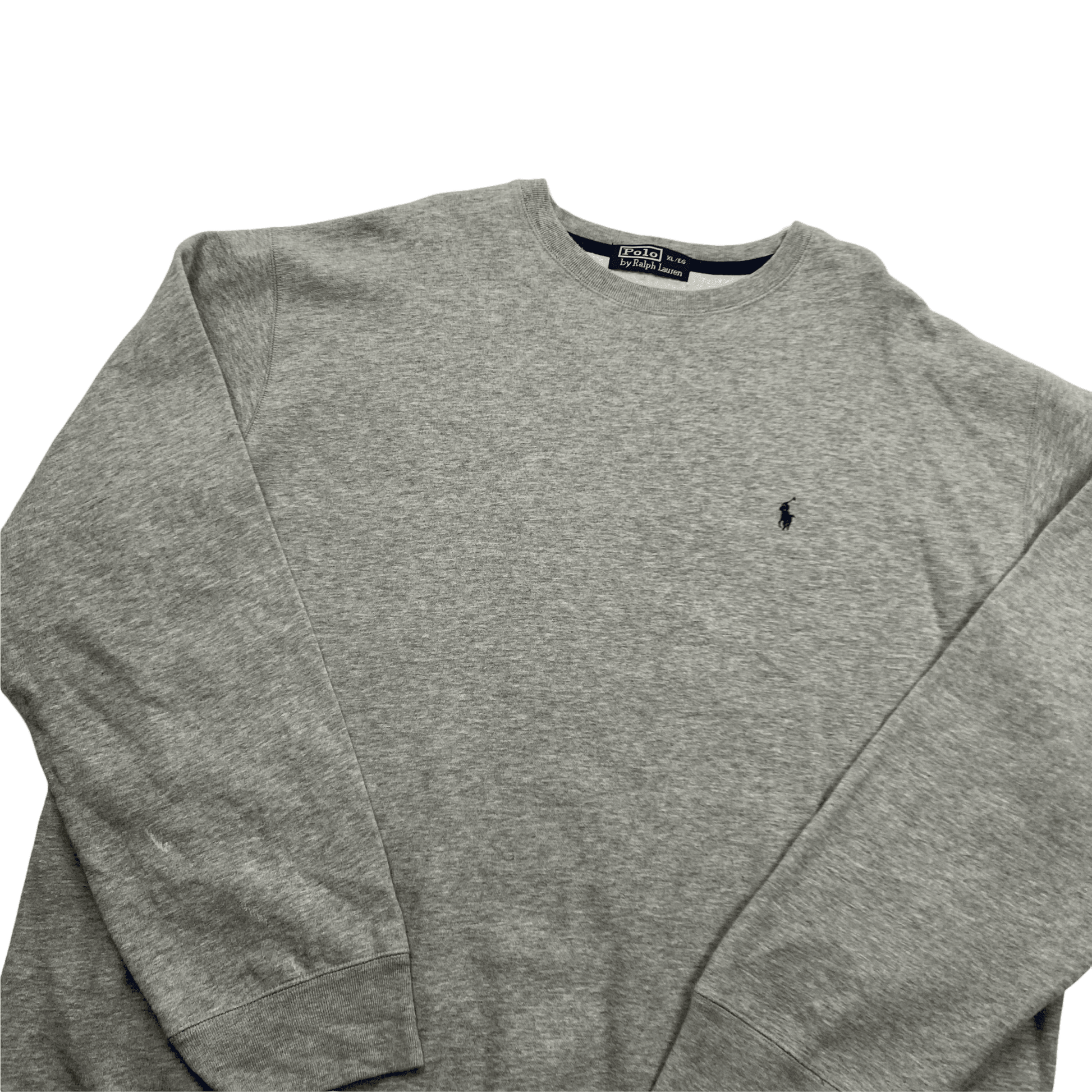 Vintage 90s Grey Polo Ralph Lauren Sweatshirt - Extra Large - The Streetwear Studio
