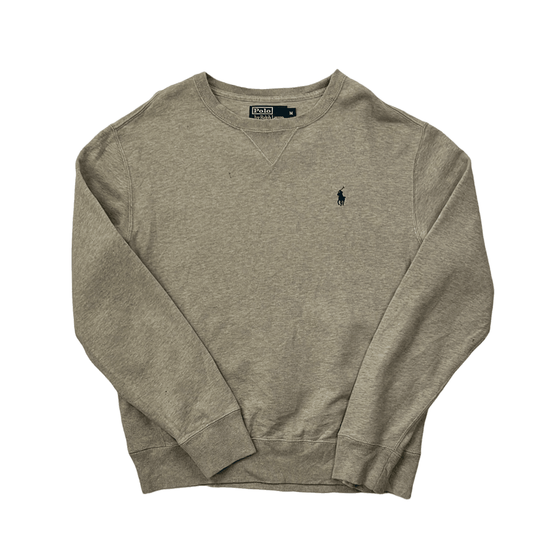 Vintage 90s Grey Polo Ralph Lauren Sweatshirt - Medium - The Streetwear Studio