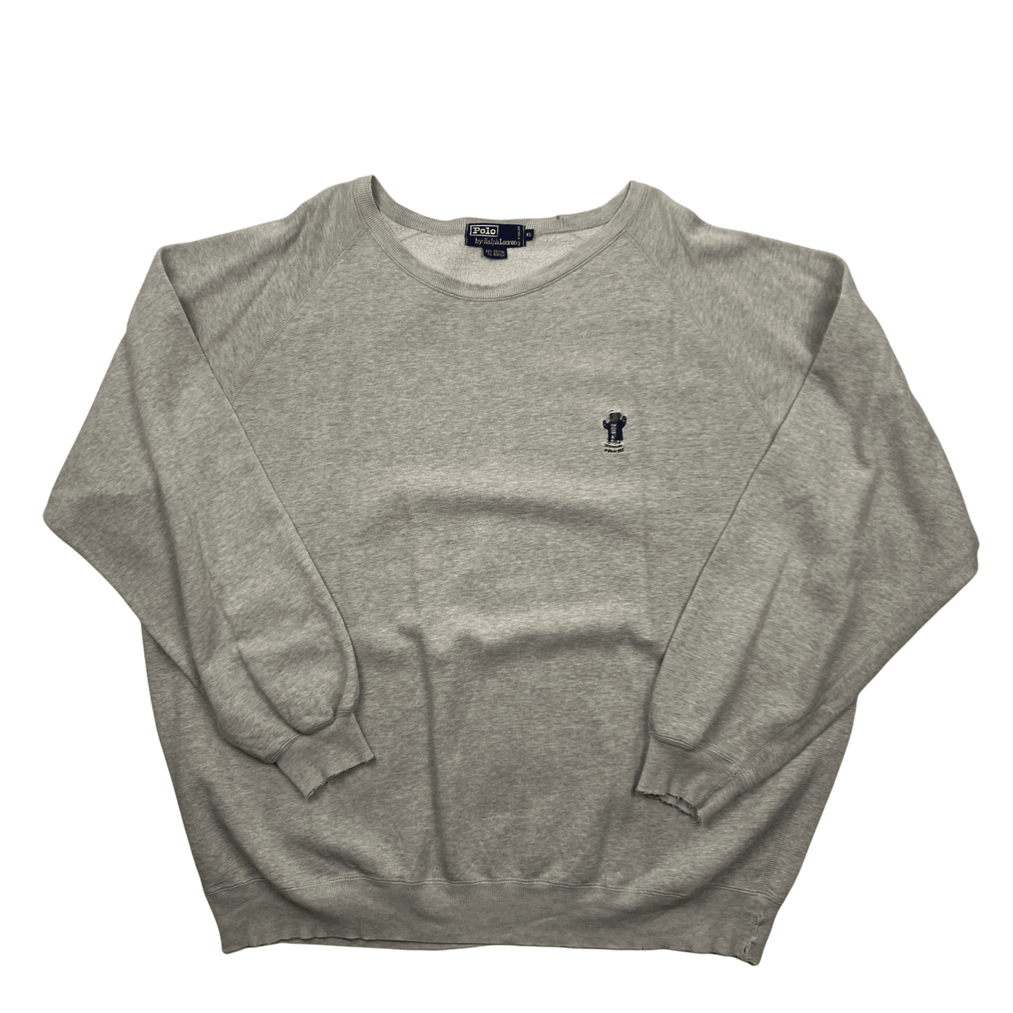 Vintage 90s Grey Ralph Lauren Polo Bear Sweatshirt - Extra Large - The Streetwear Studio