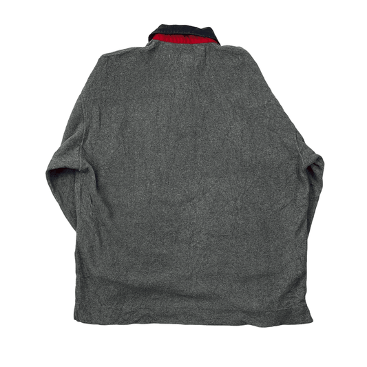 Vintage 90s Grey Tommy Hilfiger Fleece Polo Shirt/ Sweatshirt - Medium (Recommended Size - Large) - The Streetwear Studio