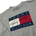 Vintage 90s Grey Tommy Hilfiger Spell-Out Sweatshirt - Extra Large - The Streetwear Studio