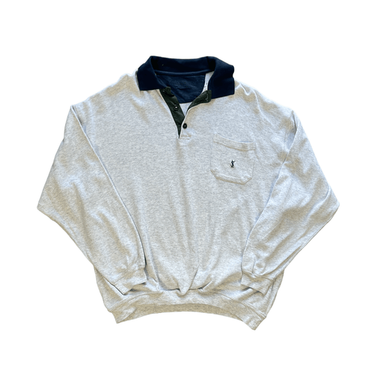 Vintage 90s Grey Yves Saint Laurent (YSL) Sweatshirt - Extra Large - The Streetwear Studio