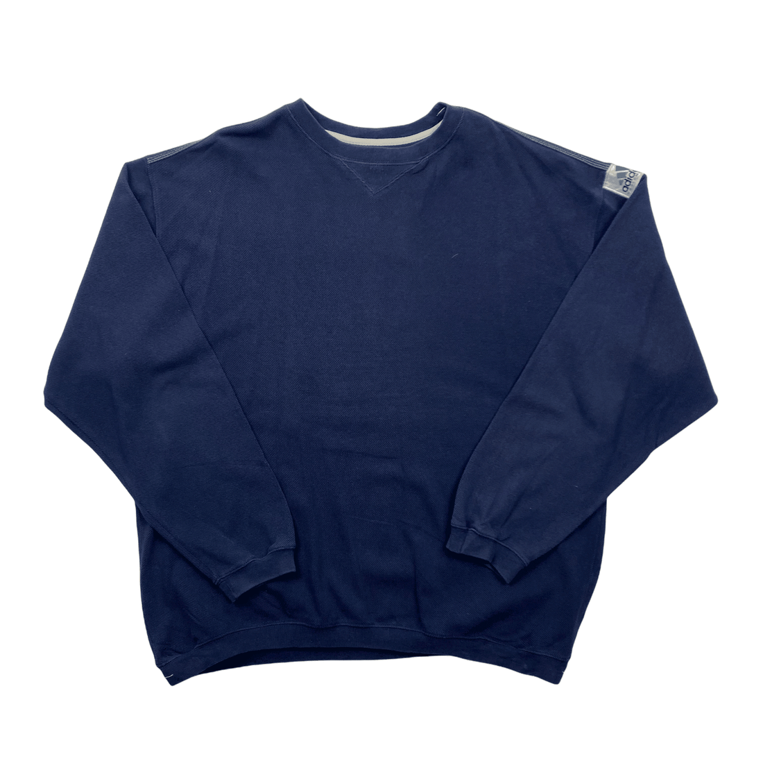 Vintage 90s Navy Blue Adidas Equipment Spell-Out Sweatshirt - Extra Large - The Streetwear Studio