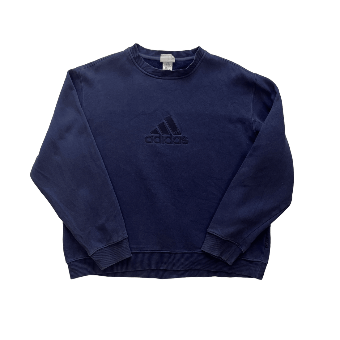 Vintage 90s Navy Blue Adidas Large Logo Sweatshirt - Extra Large - The Streetwear Studio