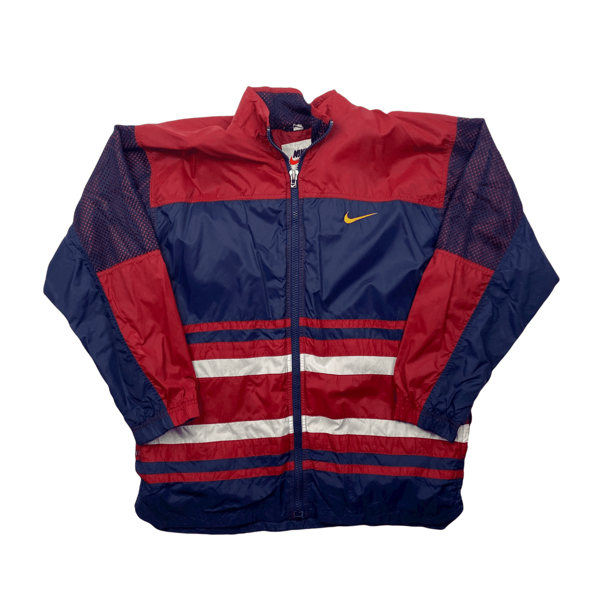 Vintage 90s Navy Blue Burgundy Nike Windbreaker Jacket Medium Rec