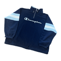 Vintage 90s Navy Blue Champion Spell-Out Quarter Zip Fleece - Large - The Streetwear Studio